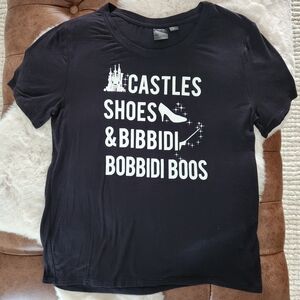 Disney Princess Castles Shoes & Bibbidi Bobbidi Boos Black T-shirt Large